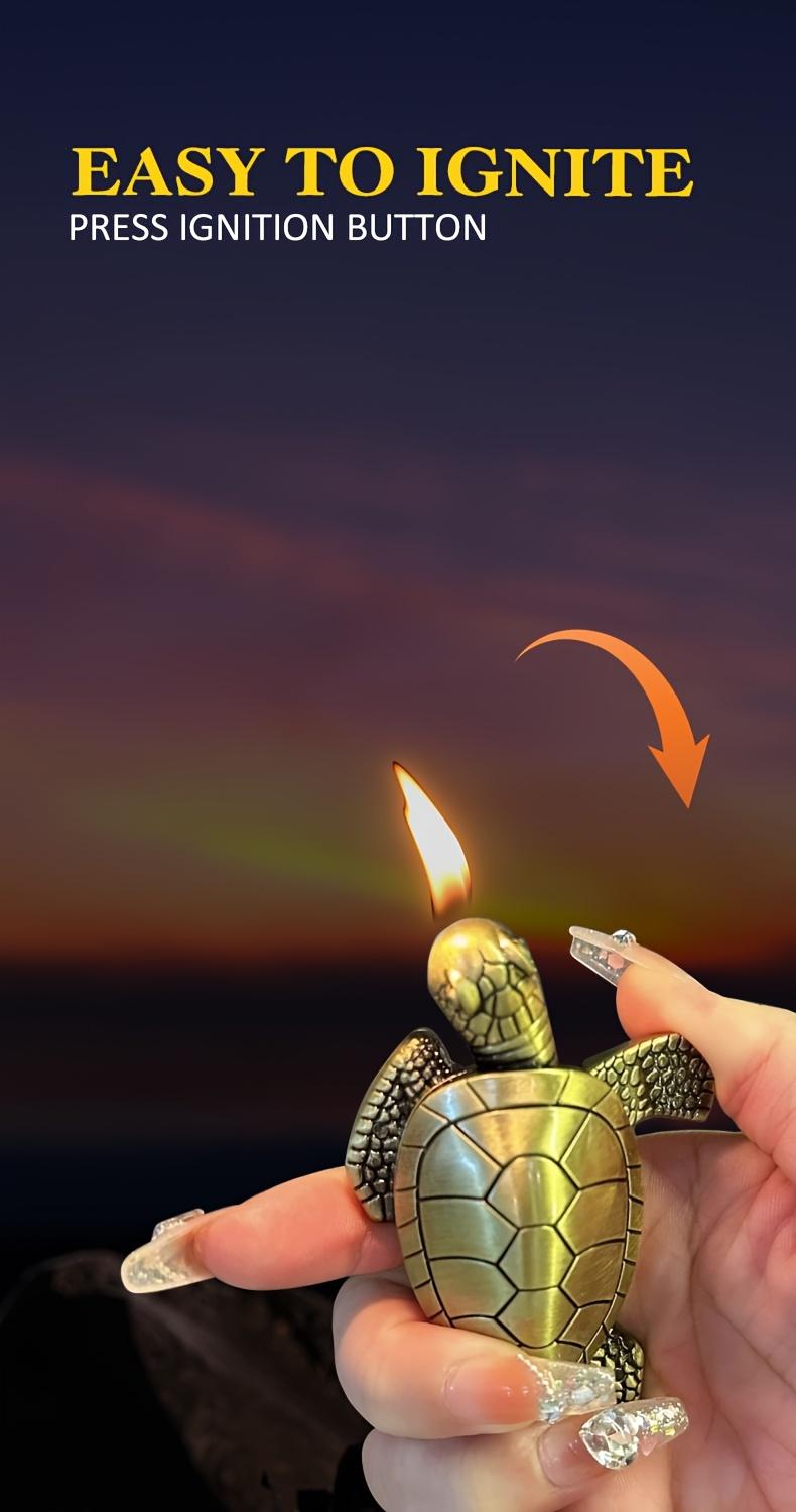 Torch Lighter, Creative Desktop Golden Turtle Butane Lighter, Cool Portable Gas Lighter, Adjustable Soft Flame Lighter, Refillable Butane Lighter for Men Women Friends Gifts (Without Butane)