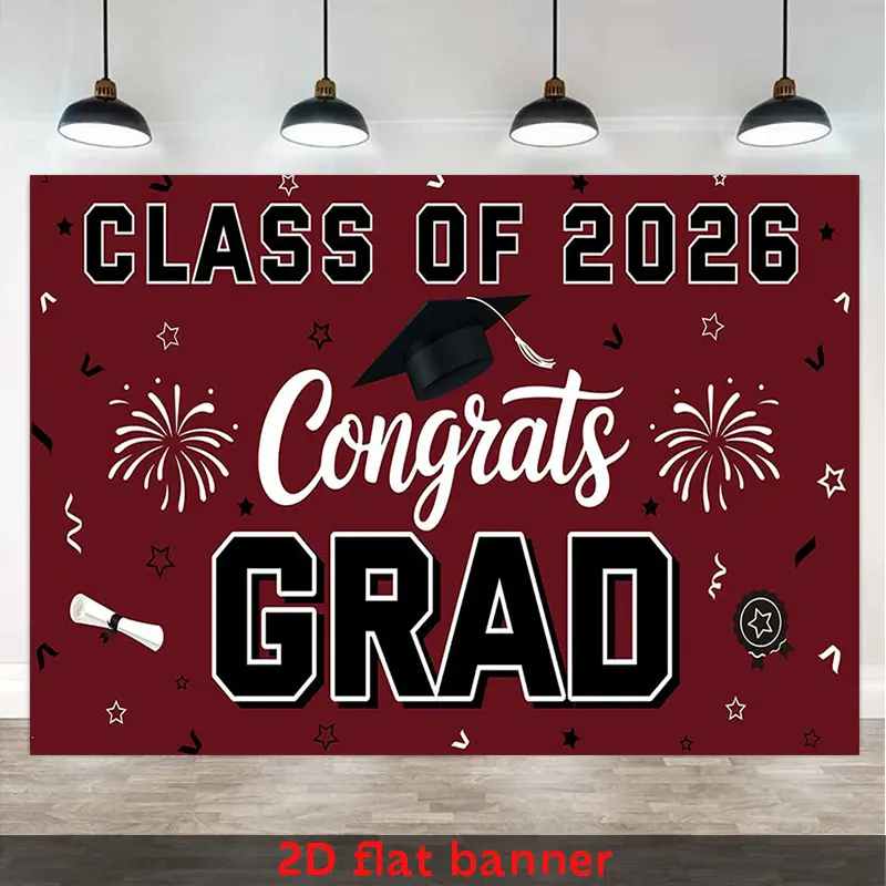 Class of 2026 Backdrop Burgundy Graduation Tapestry Wall Hanging, Graduation Photography Background, Premium Polyester Celebration Decor for Graduation Party, Reception Display, Family Event, Photo Booth, Stage Decoration