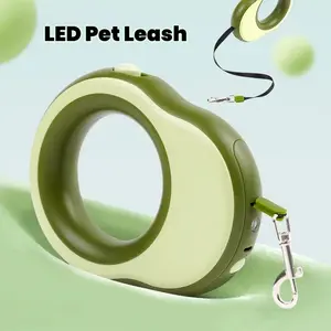 Pet Leash with LED Light, Round Ring Design, Night Vision, Auto Extend, Hands-Free, Portable Outdoor Pet Harness