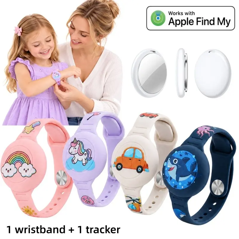 Cartoon Tracker Bracelet for Kids, Soft Silicone Wristband With Tracker Tag for Apple Find My, Adjustable Anti Lost Wristband for Toddler Baby, Boys, and Girls, Elders