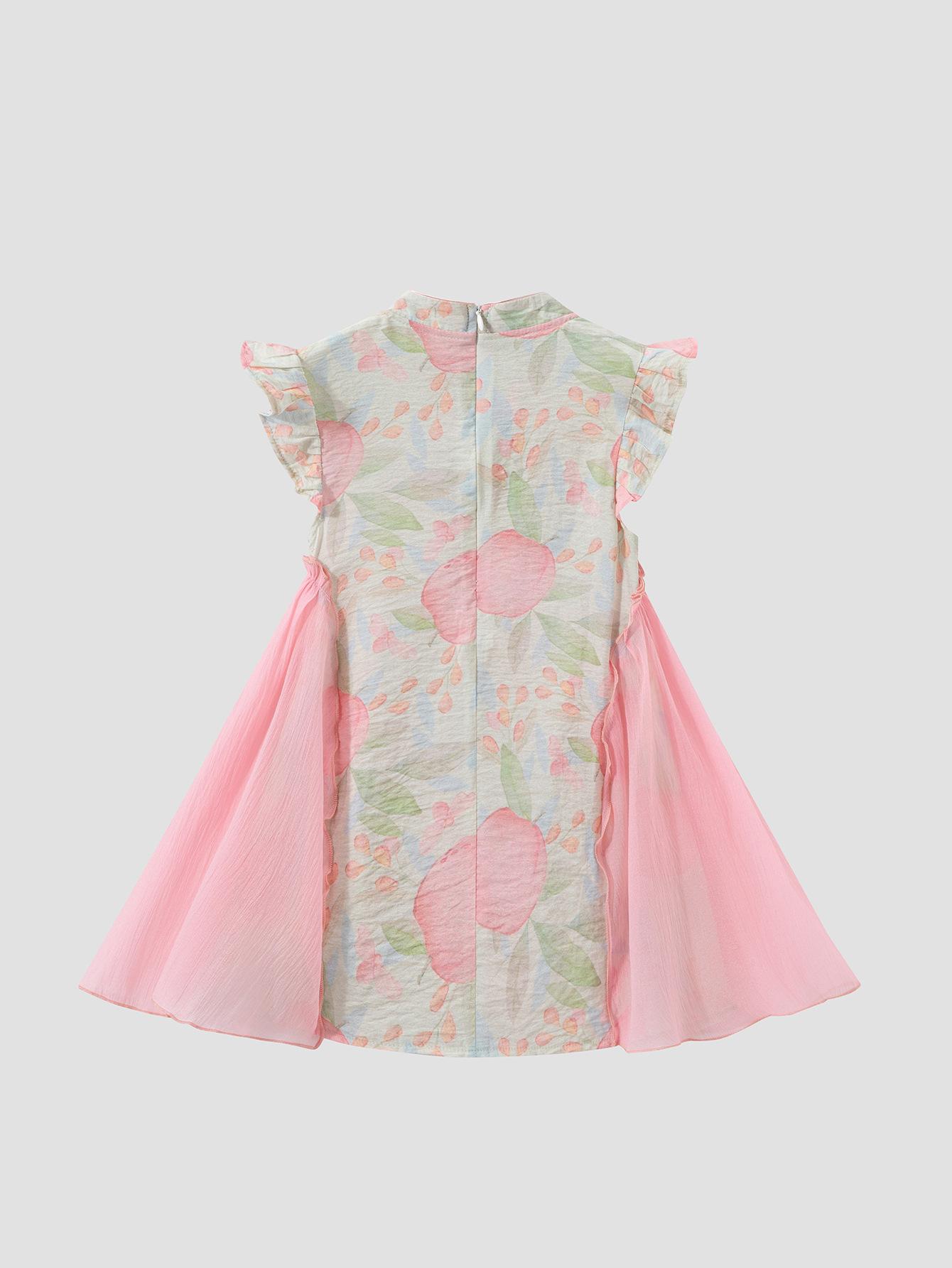 NewNew Cheongsam Dress for Girls Chinese Style Sleeveless Vest with Delicate Flutter Sleeves & Traditional Knot Buttons Ideal for Outdoor Events Festival Shows