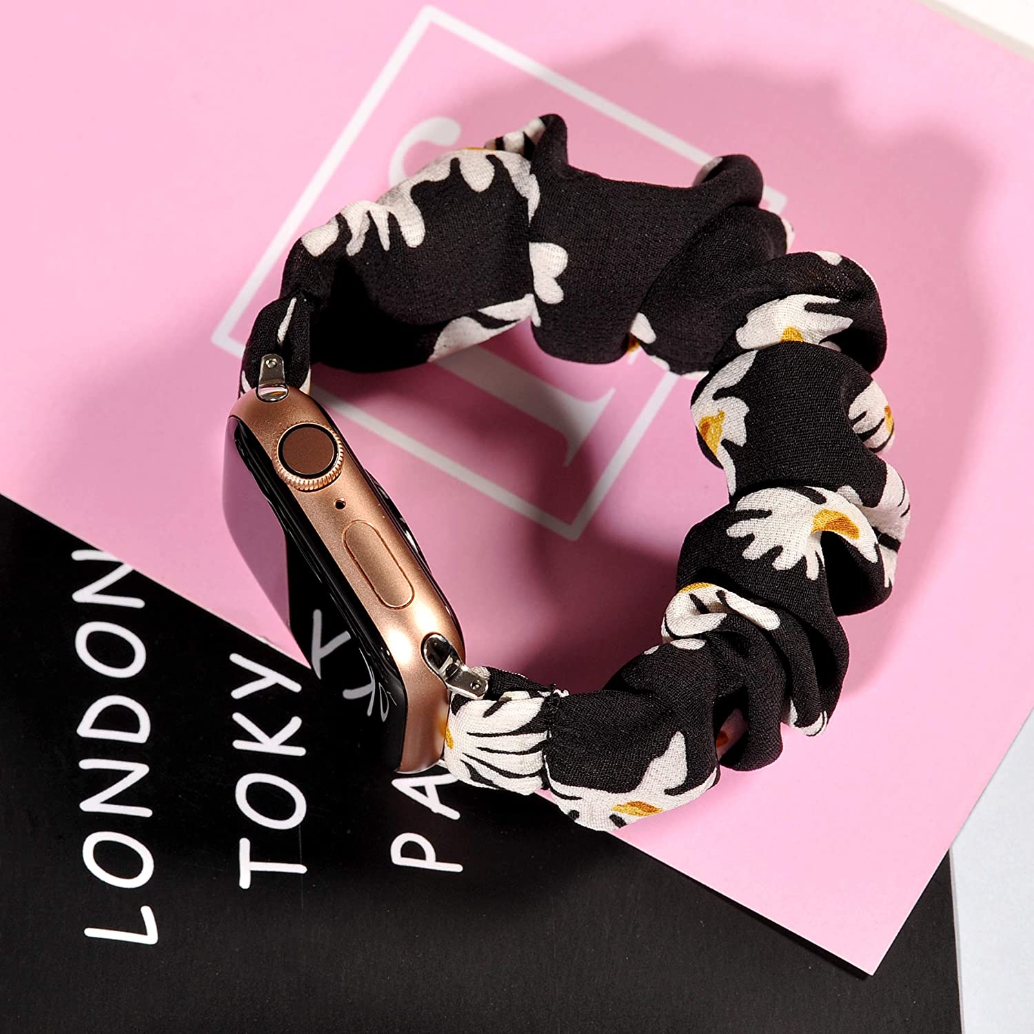 Scrunchie Strap for Apple watch band 10 42mm 46mm 40mm 41mm 45 44 38 Elastic Nylon bracelet iwatch series 11 5 6 7 8 9 SE ultra2