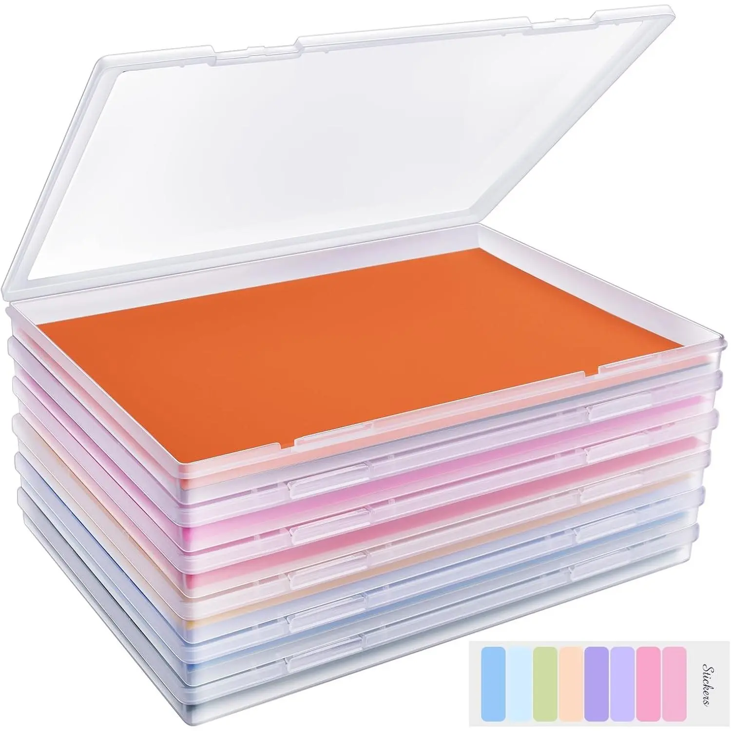 6 Pack Photo Storage Box, Fits 8x10 Photos, Large Plastic Scrapbook Paper Storage with Snap-Tight Latch, Clear Organizer for Photos, Crafts, Scrapbook, Office Supply, A4 Files