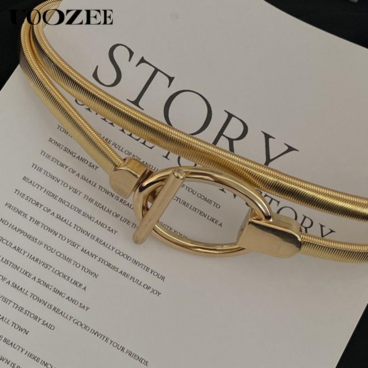 Buckle Geometric Pleated Solid Color Belts