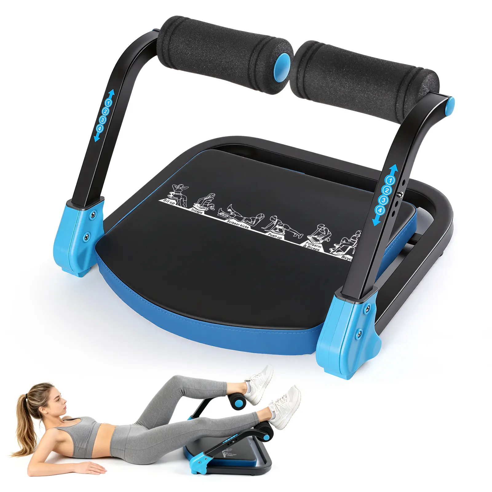 Ab Crunch Machine for Home Gym, Foldable Ab Workout Equipment with Resistance Bands, Sit Up Machine for Stomach Workout, Core Trainer with 330 lbs Weight Capacity