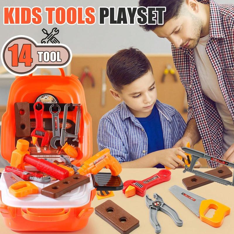 NETNEW 21PCS Kids Tool Set - Toddler Construction Tools With Toolbox & Electronic Drill, Pretend Play Set For Boys And Girls Aged 3-7, Birthday Gift For 3-6 Year Olds