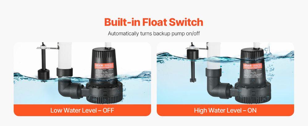 Spring new arrivals Basement Emergency Back-Up Sump Pump Backup Sump Pump System 2000GPH 0.17 HP