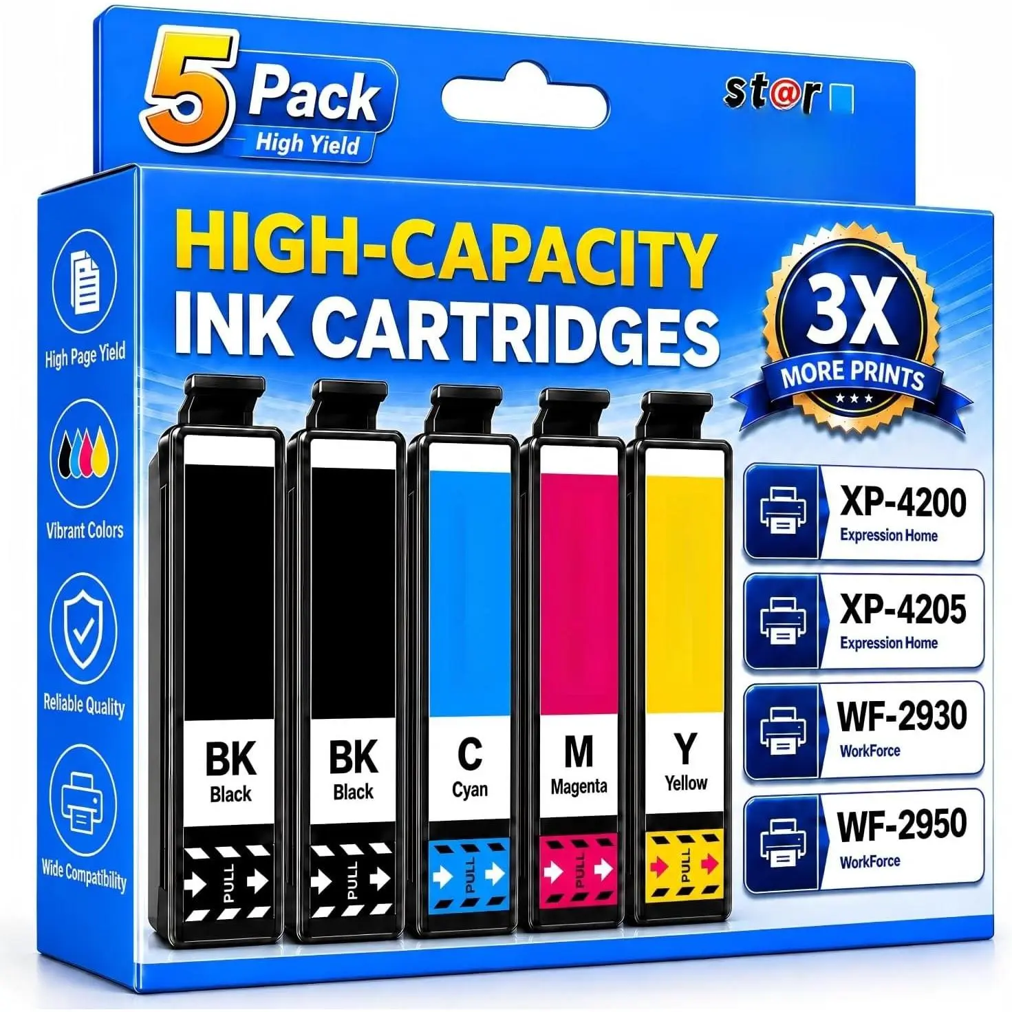 Remanufactured    for Epson 232XL 232   Work with Workforce WF-2950 WF-2930 Expression XP-4200  XP-4205 Printer, 5 Pack  for 232
