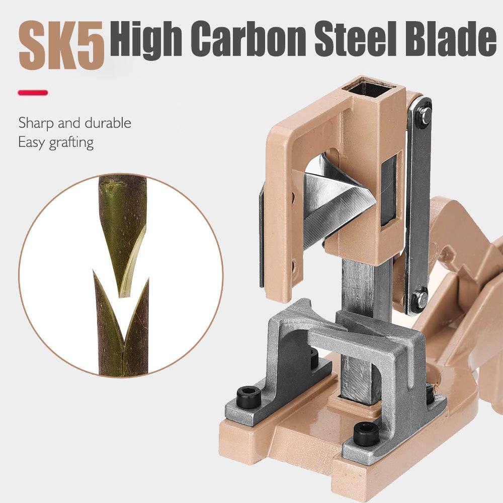 V-Cut Grafting Tool for Fruit Trees, SK5 Steel Grafting Pruner for 8-20mm Branches, Heavy Duty Aluminum Alloy Grafting Cutter with Spring Handle