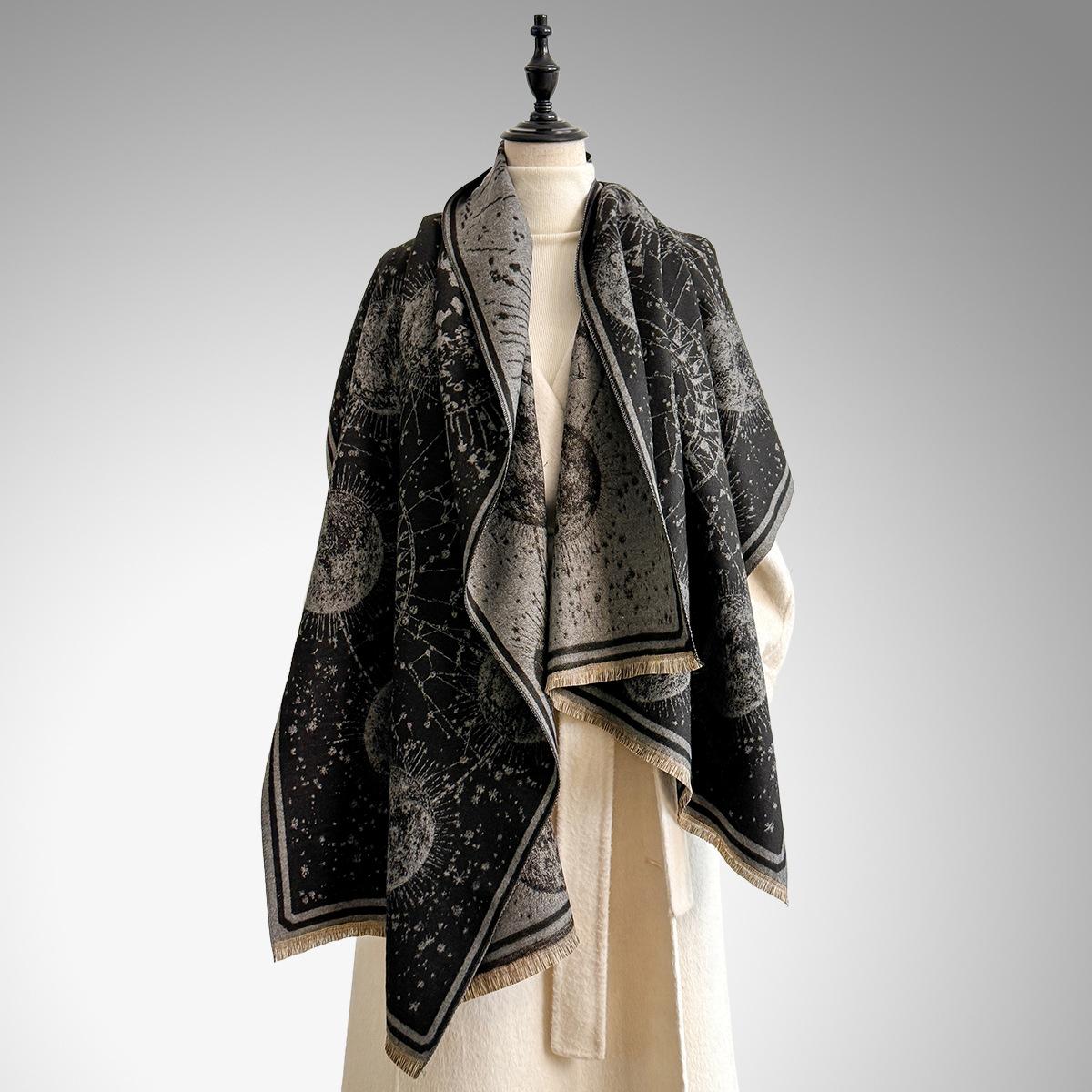 Boho Style Floral & Paisley Embroidery Tassel Decor Shawl, Paisley Print Scarf, Trendy Casual Soft Warm Double Sided Scarf for Fall & Winter, Fashion Accessories for Women & Men