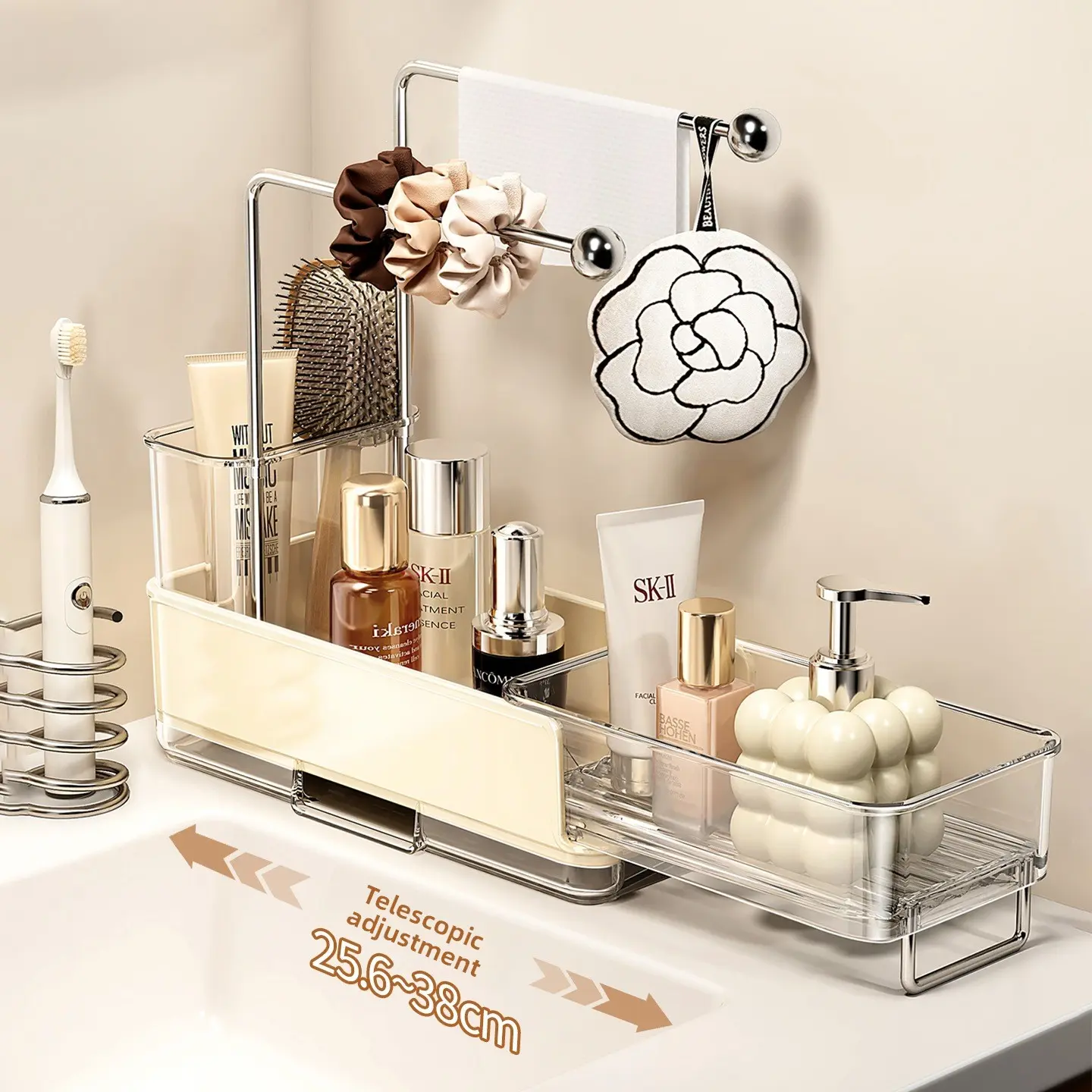 Bathroom shelf, washbasin countertop, toilet supplies storage organizer, faucet comb storage box