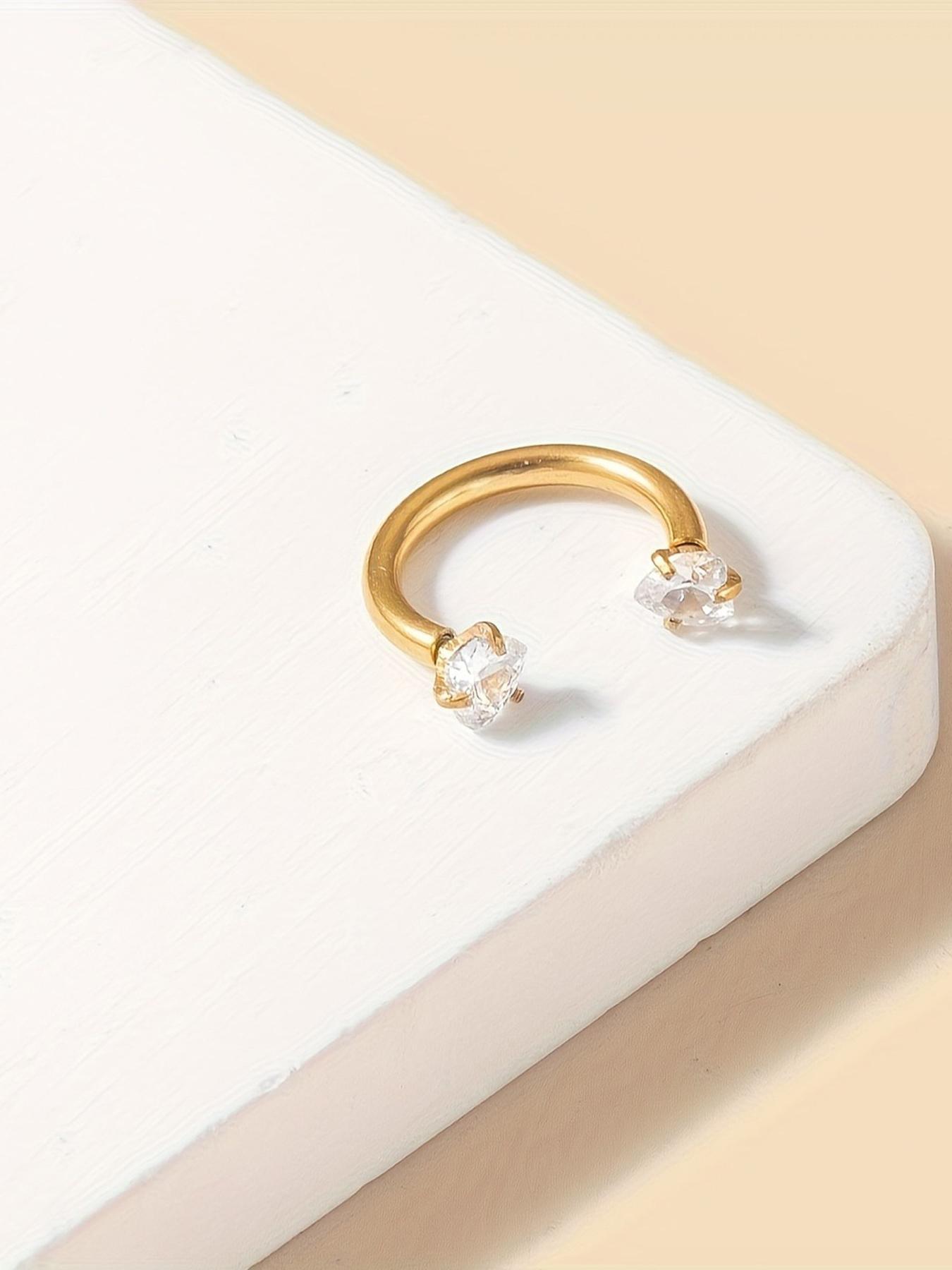 Heart Shaped Rhinestone Decor Nose Ring, Stainless Steel Nose Ring, Fashionable Body Jewelry for Women & Girls, Trendy All-match & Exquisite Jewelry for Birthday Gift, Nose Piercing Jewelry