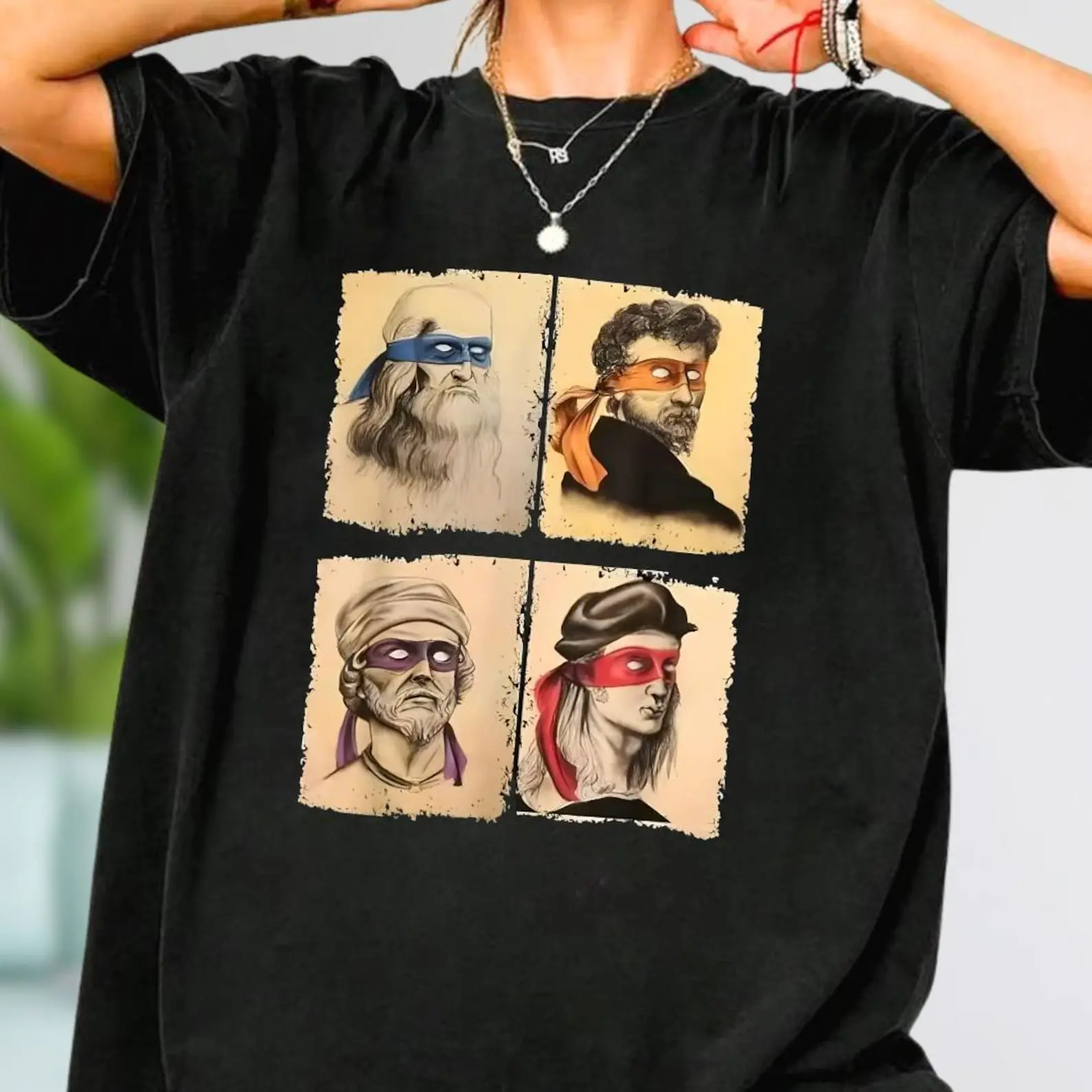 Renaissance Artists T-Shirt, Michelangelo Raphael Donatello Leonardo Graphic Tee, Funny Parody Shirt, Pop Culture Art Tee, Retro Style Tee