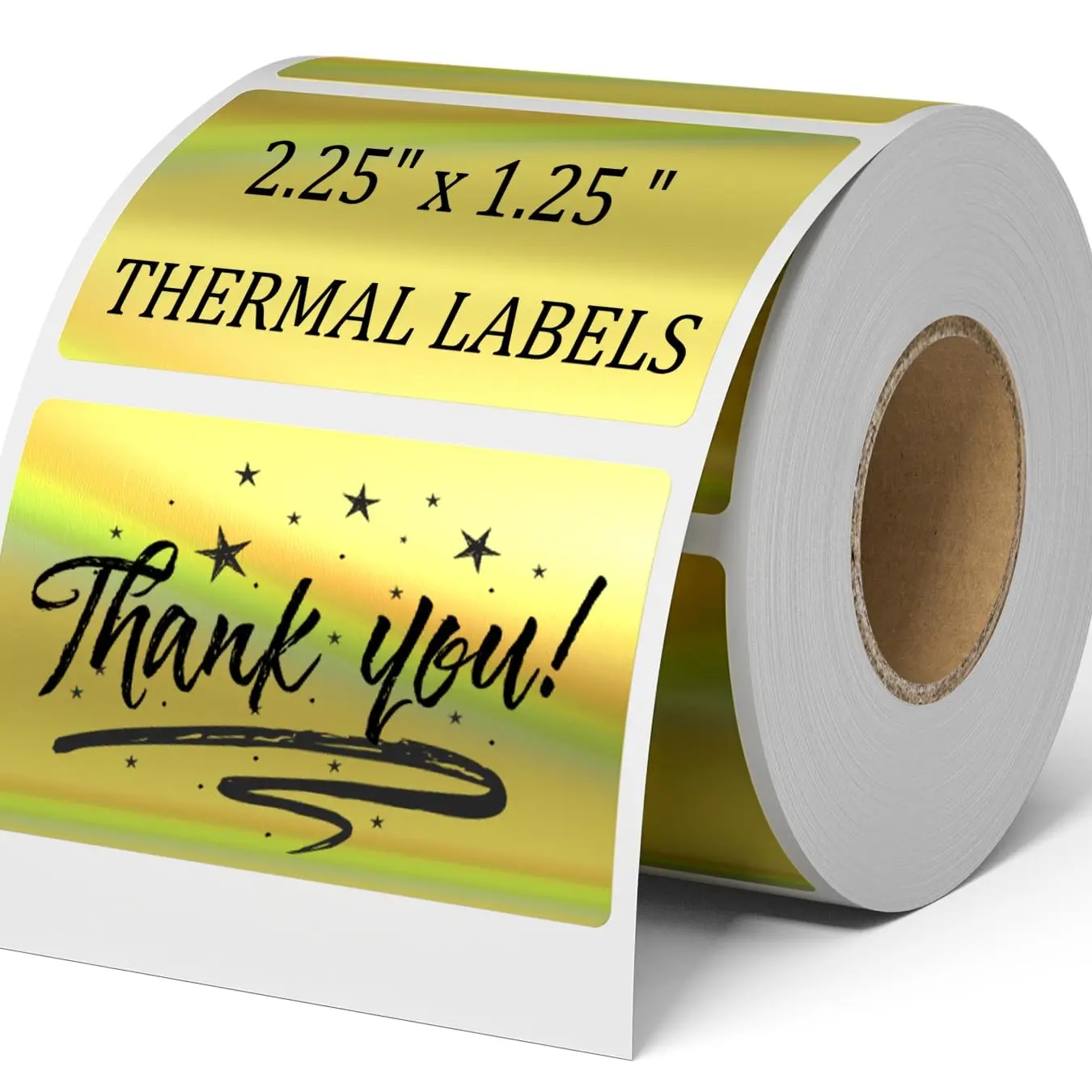 2.25 X 1.25 Inch Holographic Thermal Sticker Labels Gold, Thermal Printing Labels, 500pcs Printable Rectangular Stickers, Waterproof Self-Adhesive for Logos/barcodes
