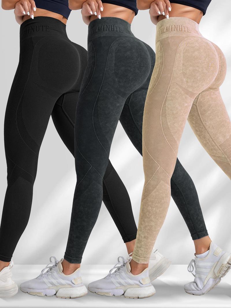 Women's Solid Sports Leggings, Gym Tights Clothes, Breathable Comfortable Seamless Yoga Leggings, Ladies Sportswear for Gym Workout Running, Gym Sportswear Bottoms