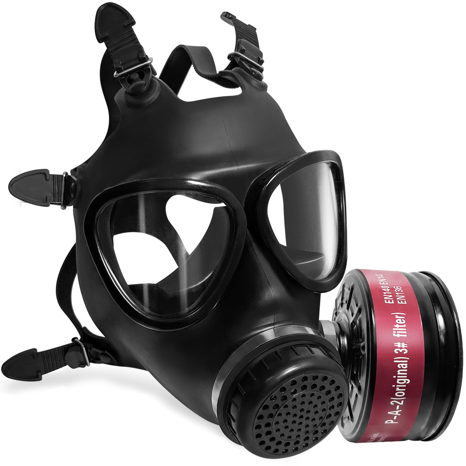 Full Face Gas Mask, Reusable Chemical & Biological Respirator, Self ...