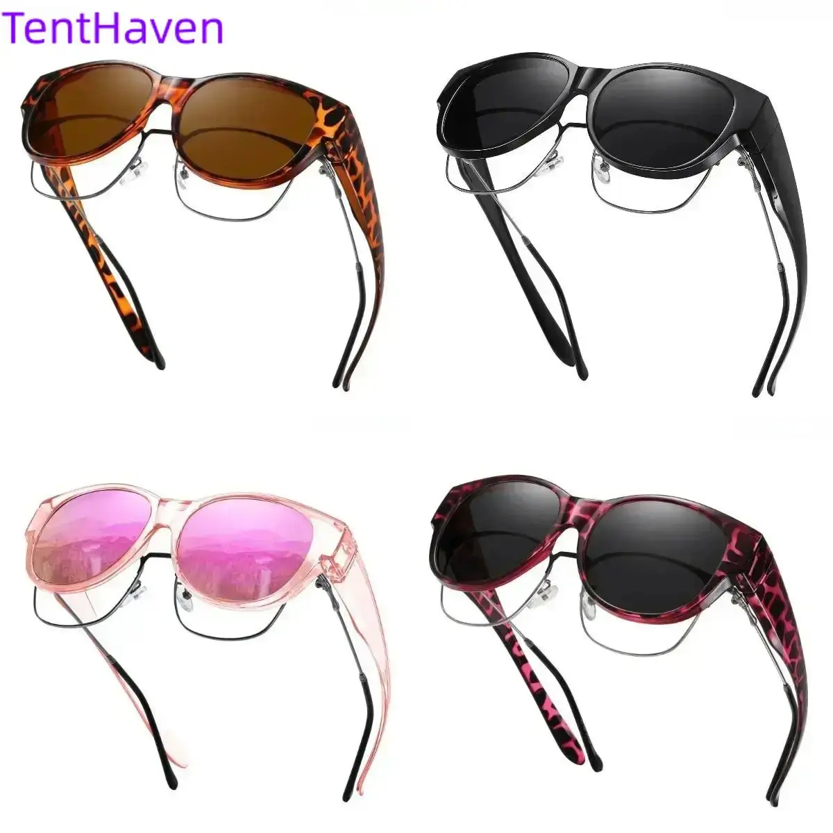 2026 new 4 pairs of neutral polarized fit enhanced visibility glasses, large frame UV400 full protective cover, prescription glasses design, lightweight and comfortable glasses, ideal choice for driving and hiking