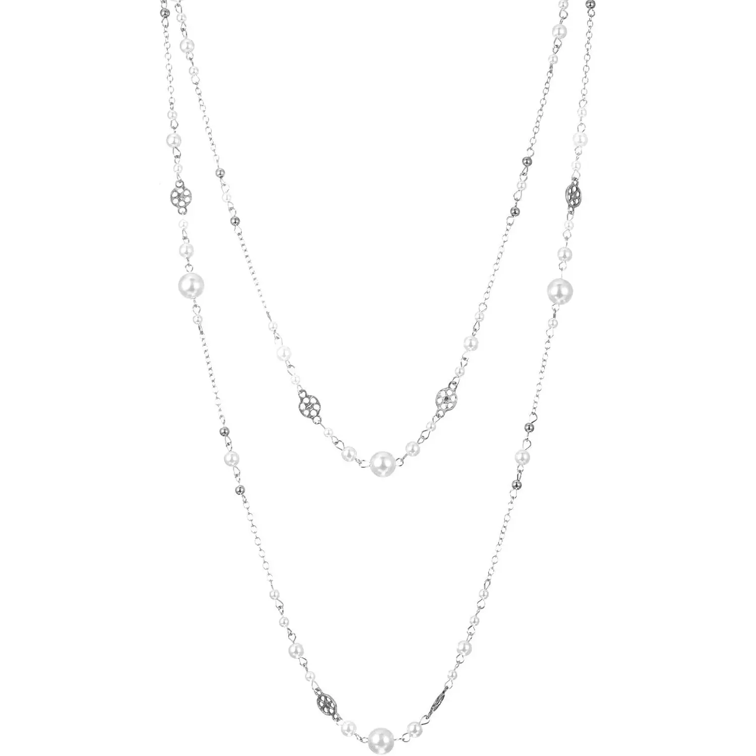 2 count Long  Necklaces for Women  Dainty Beaded  Layered Necklaces for Women Long Necklace Statement Sweater Strand Chain  For Party Wedding