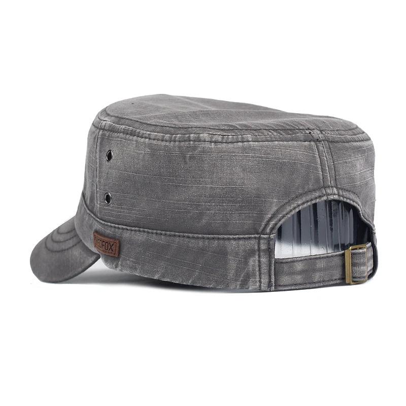 Washed Cotton Military Caps Casual Flat Top Hat Men Women Cadet Army Cap Adjustable Unique Design Vintage Four Seasons