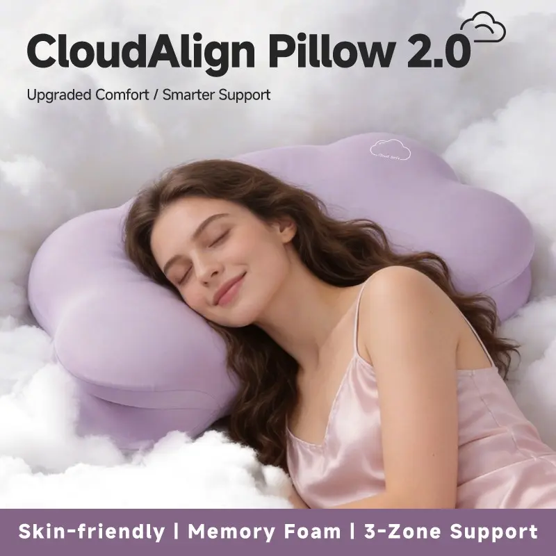 Somelle Cool Touch Cooling Cloud Contour Cervical Pillow - Ergonomic Breathable Contoured Memory Foam, Neck Support Design for Hot Sleepers, Suitable for Side, Back and All Sleeping Positions