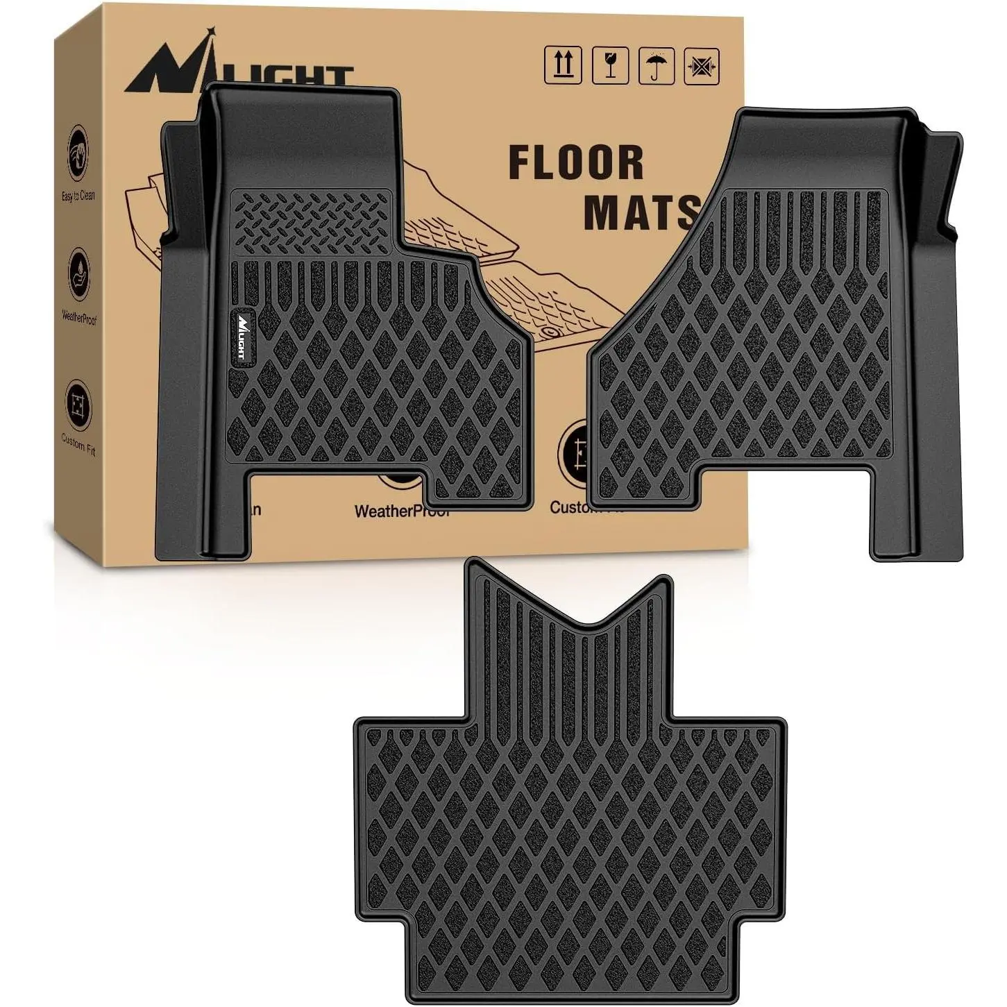 Nlilght TPE Floor Mats for Freightliner Cascadia 2018 2019 2020 2021 2022 2023 All Weather Custom Fit Heavy Duty Floor Liners