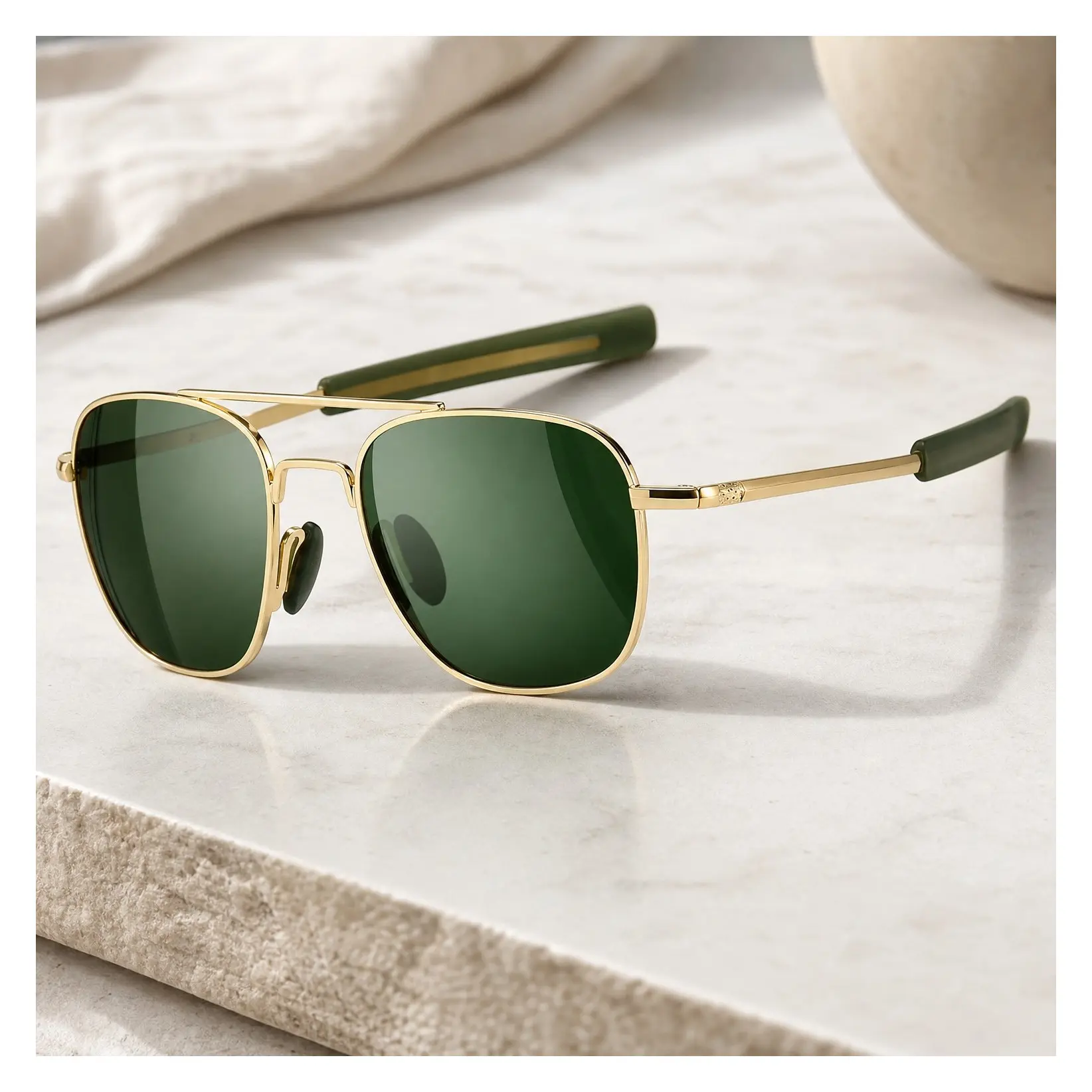 Men's Military Style Polarized Aviator Sunglasses with Bayonet TemplesGift