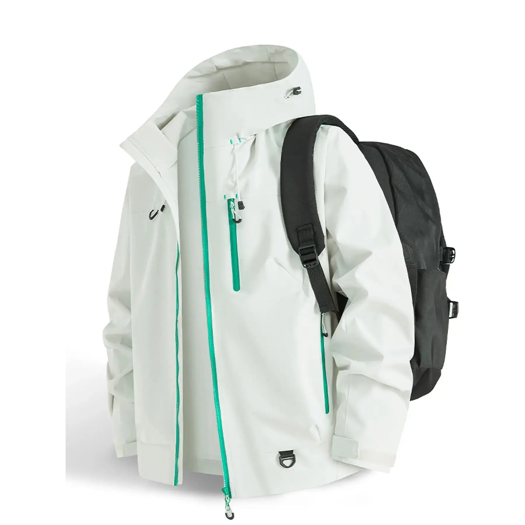 2026 New Outdoor Hooded Climbing Couple Windproof Waterproof Jacket, Fall Winter Fashion Fitted Plain Surface Hardshell Coat
