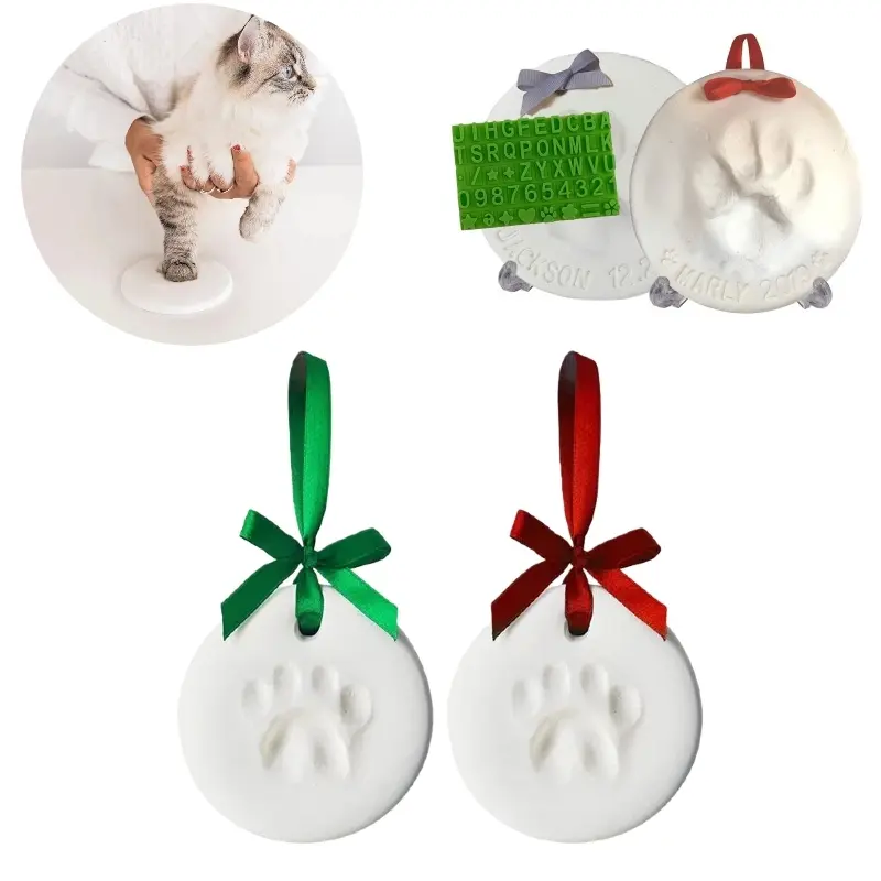 8 in 1 Pet Paw/Handprint Clay DIY Kit-includes Stand, Brush, Mold Box, Letter Stamp, Ribbon-For Cats, Dogs, Small Pets-Sincere Keepsake for Pet Owners-Features Pet Souvenirs, Gifts, Handmade Items, Quality Molds, Premium Materials, for Pets Lovers