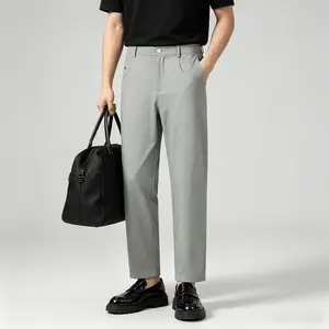 Men's Classic Straight Leg Pants with Hidden Stretch Waist, Quick-Dry Wrinkle-Resistant Fabric for Business Casual Travel