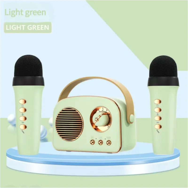Retro Square Plastic Bluetooth Speaker with Card Connection, Mobile Karaoke Microphone, Portable Outdoor Audio for Computers & Office Equipment