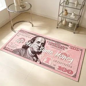 One pink bedside rug, dollar sign rug, long rug, non-slip rug, American sweet and cute home decor rug, soft and machine washable rug, living room rug, gift.