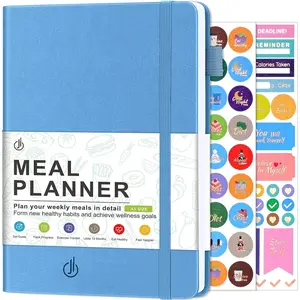 Weekly Meal Planner Notebook,  Journal Daily Meal Prep Journal with Shopping and Grocery Lists for  Planning Menu Planning  Diet or  , Undated, A5, Light Blue