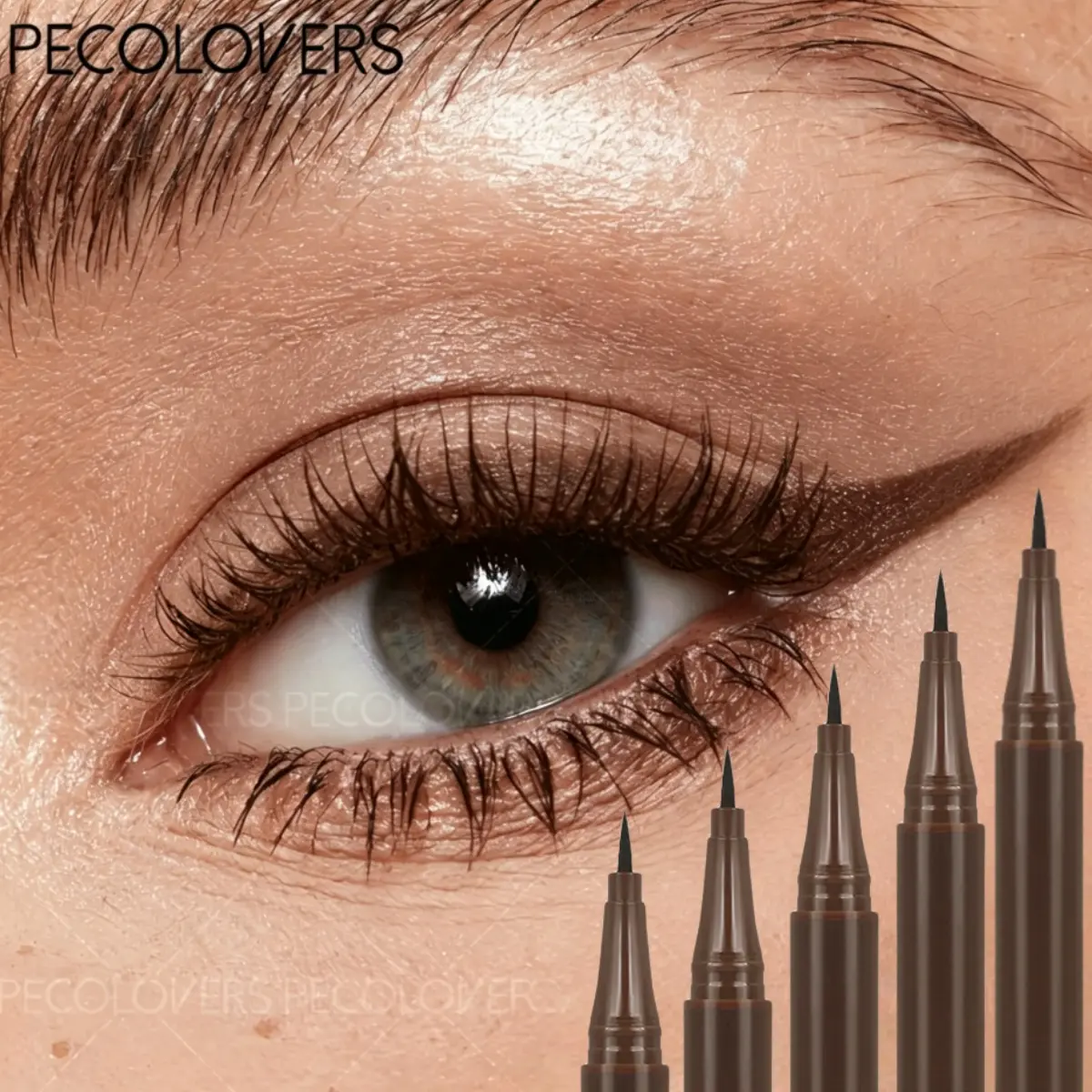 5PCS/Set Ultra-fine Tip Brown Liquid Eyeliner - Gentle Formula, Smooth Application, Waterproof and Smudge-proof, Quick-drying, Durable, Essential Travel Eye Makeup Tool, Suitable for Beauty Enthusiasts and Novices