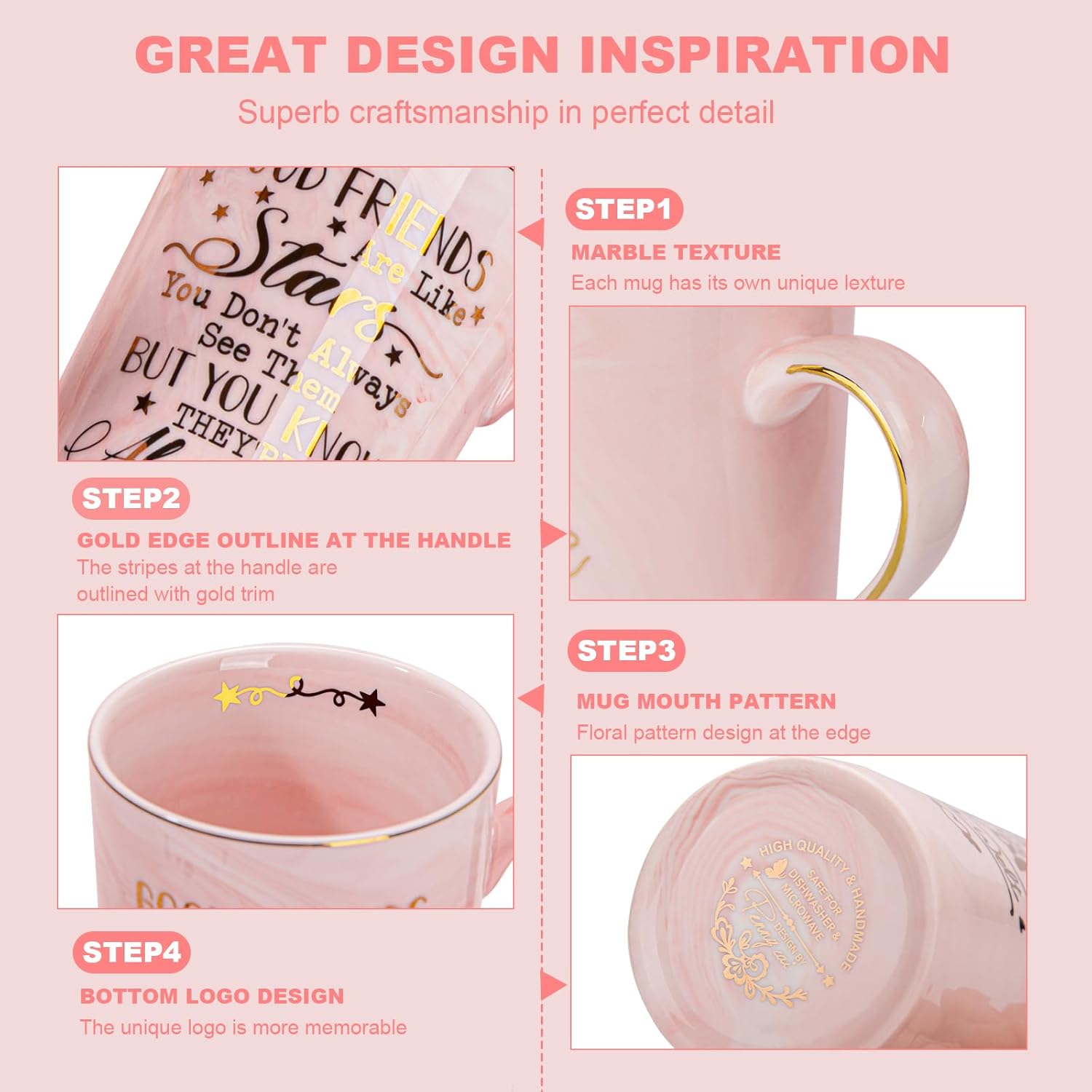 Friends, Friendship Gifts for Women Birthday Gifts for Women  Birthday Gifts Ideas for Her, Friends Female, Besties, BFF Ceramic Marble Coffee Mug  Box Printed  14 oz