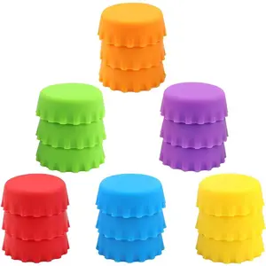 18 Silicone Reusable Caps for Home Brew & Soft Drink Bottles, Soda & Wine, Multi-color