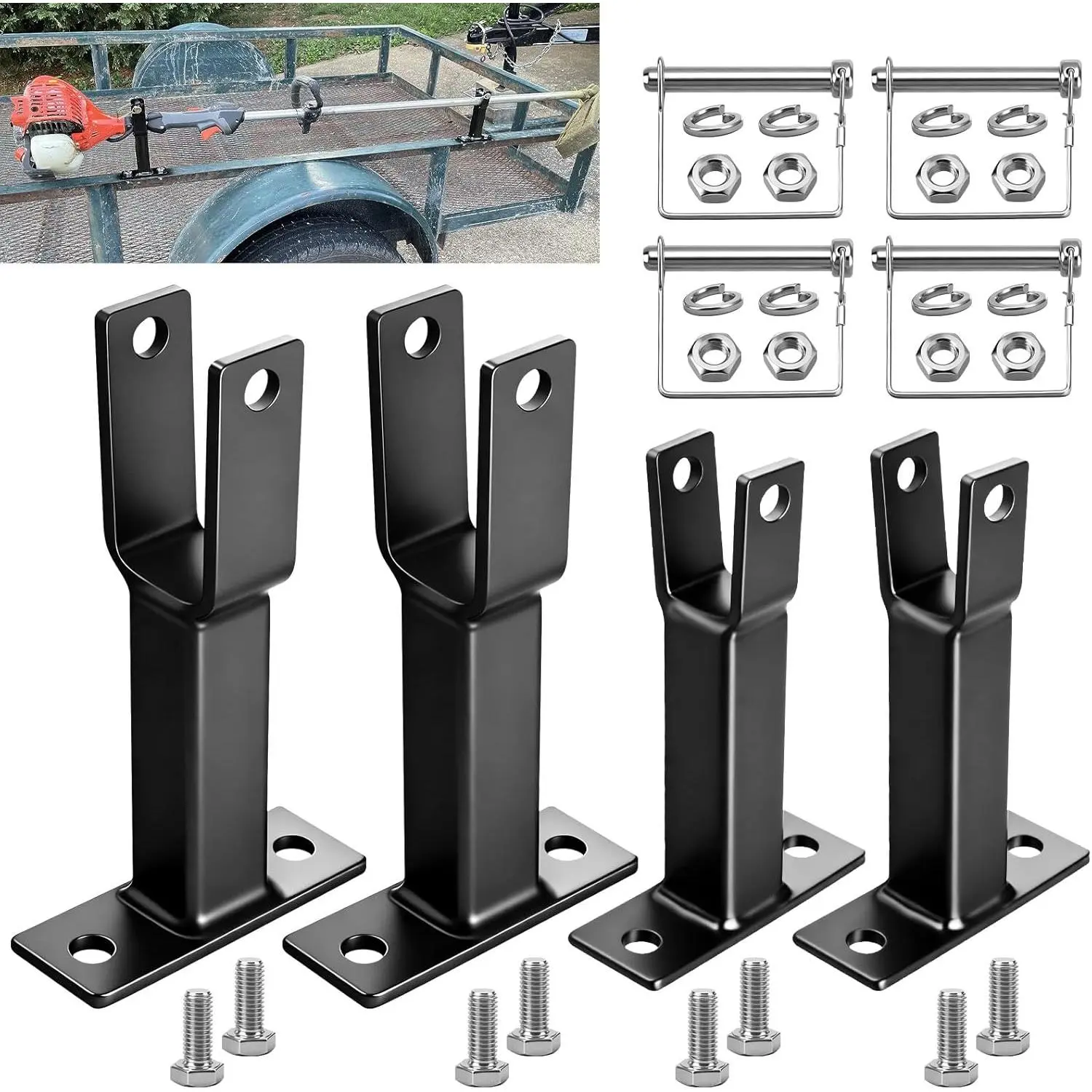 2-Set of Heavy Duty W/Hardware Racks Holder Carrier for Weeder/Extended Trimmer, Straight Shaft Weed-Eater Securely Transport, Lockable Racks, Trailer Trimmer Rack, Weed Eater Rack