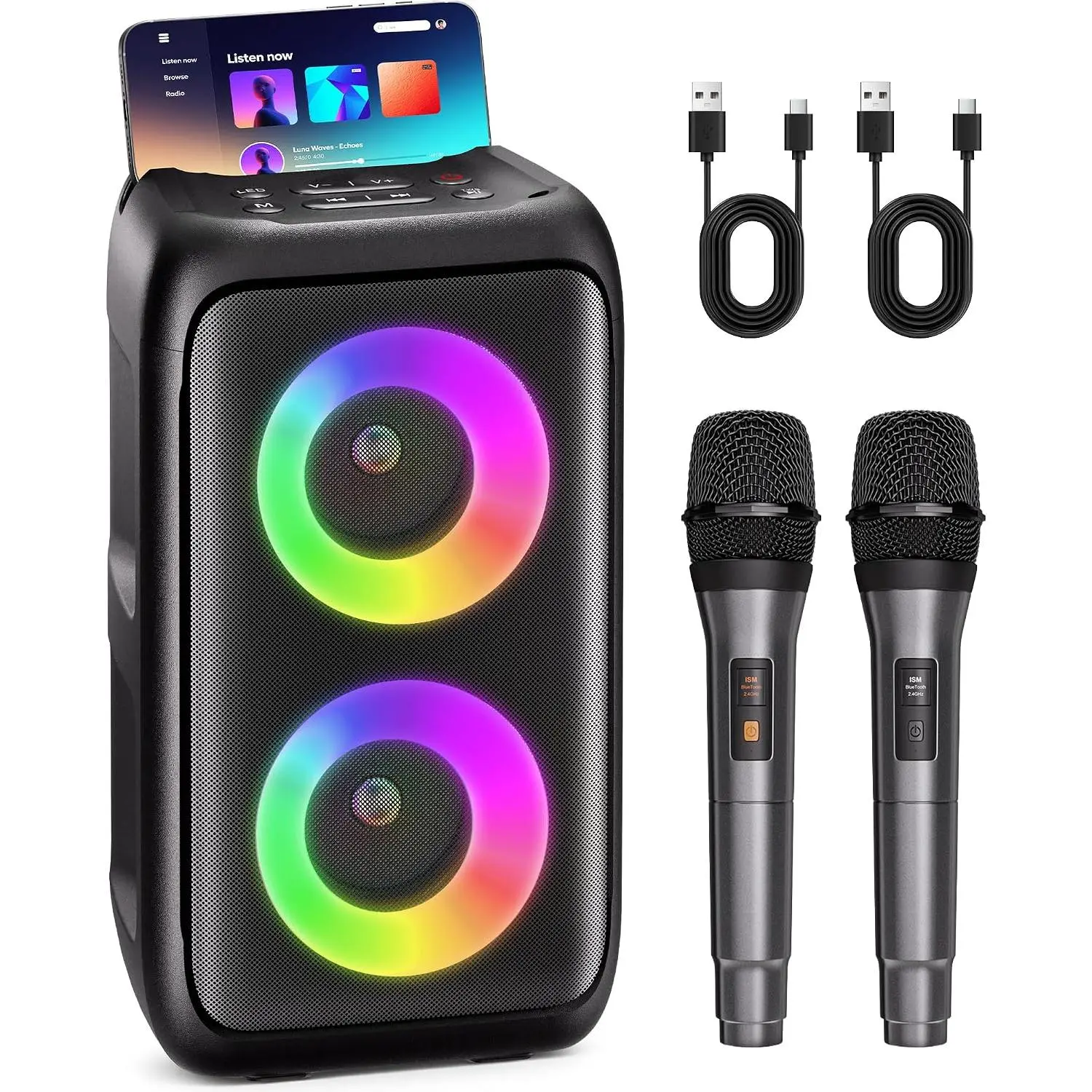 Portable  Speaker and 2  Microphones for Adults and