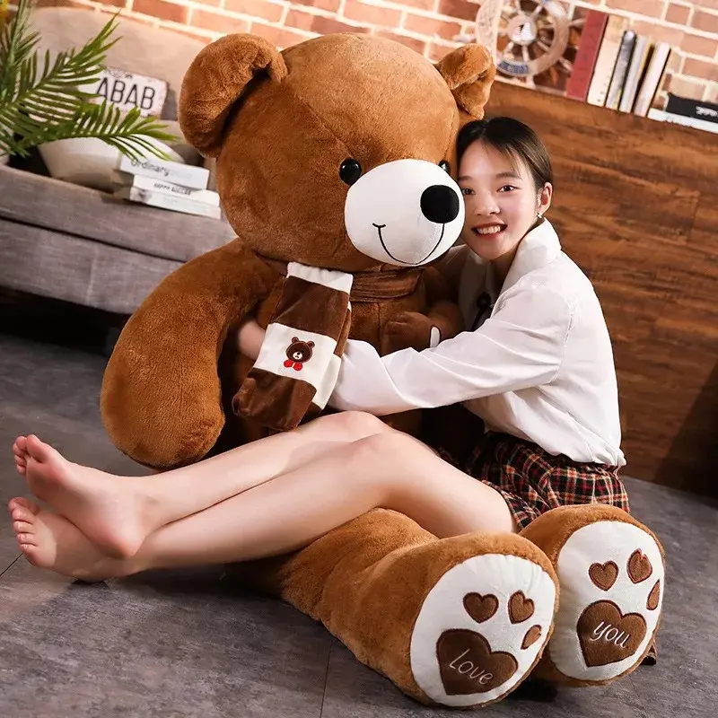 High-quality four-color teddy bear plush toy with scarf, pillow, gift for children, couples, birthdays, and babies