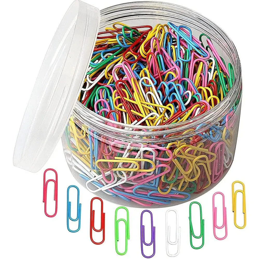 500 count Colored Paper Clips, 33 mm/1.3Inch  Paperclips