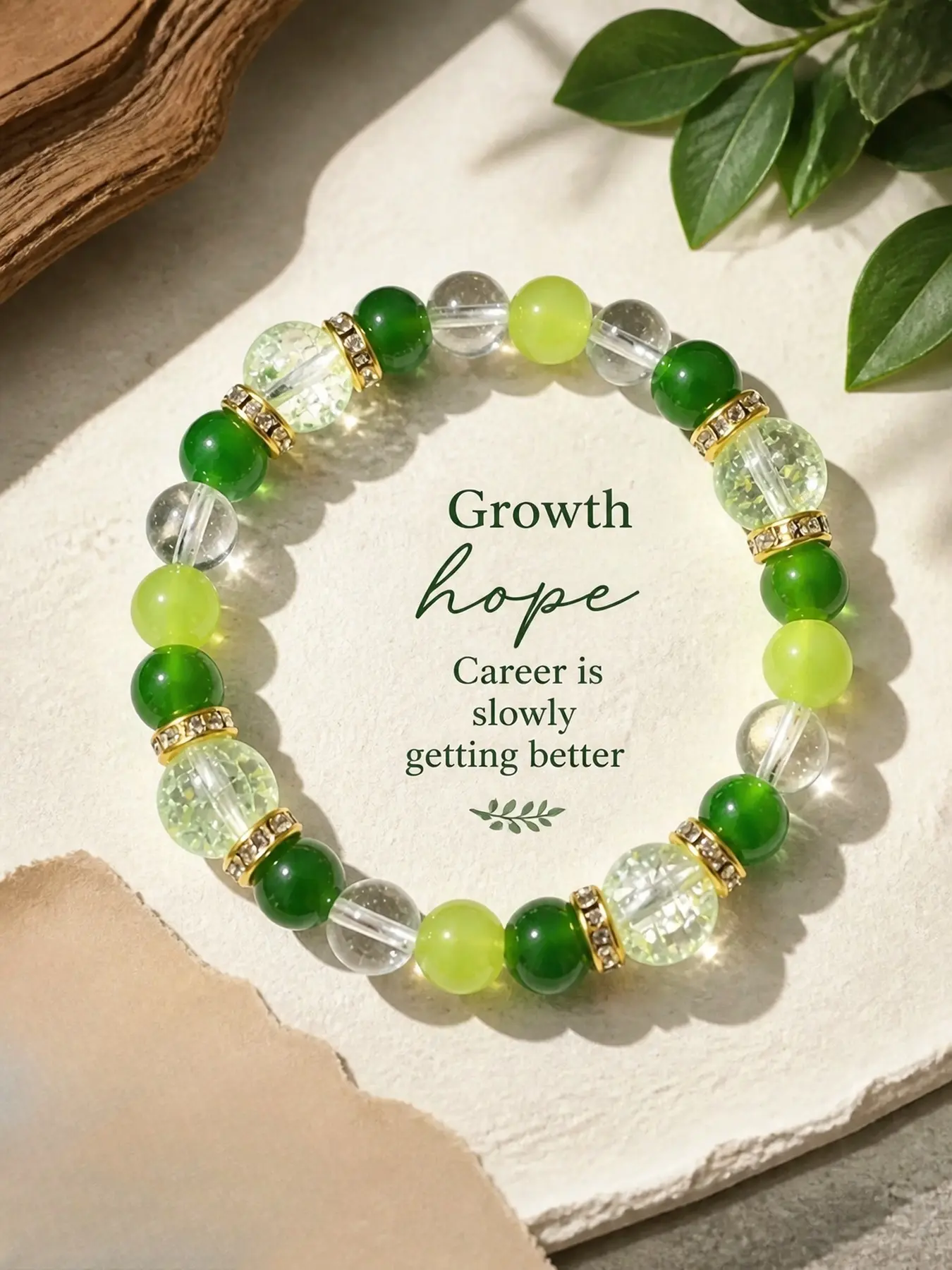 10mm Forest Green Crystal Beaded Bracelet for Women, Fresh Spring Summer Jade Green Luck Bracelet, Stackable Hand Jewelry, Lucky Career Love Charm Bracelet#PositiveEnergy #CareerGrowth #LuckyBeads