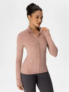 Women's Sporty Tight-Fitting Running Jacket, Zipper Open Front Design, Ideal for Fitness & Yoga Wear, Athletic Jackets