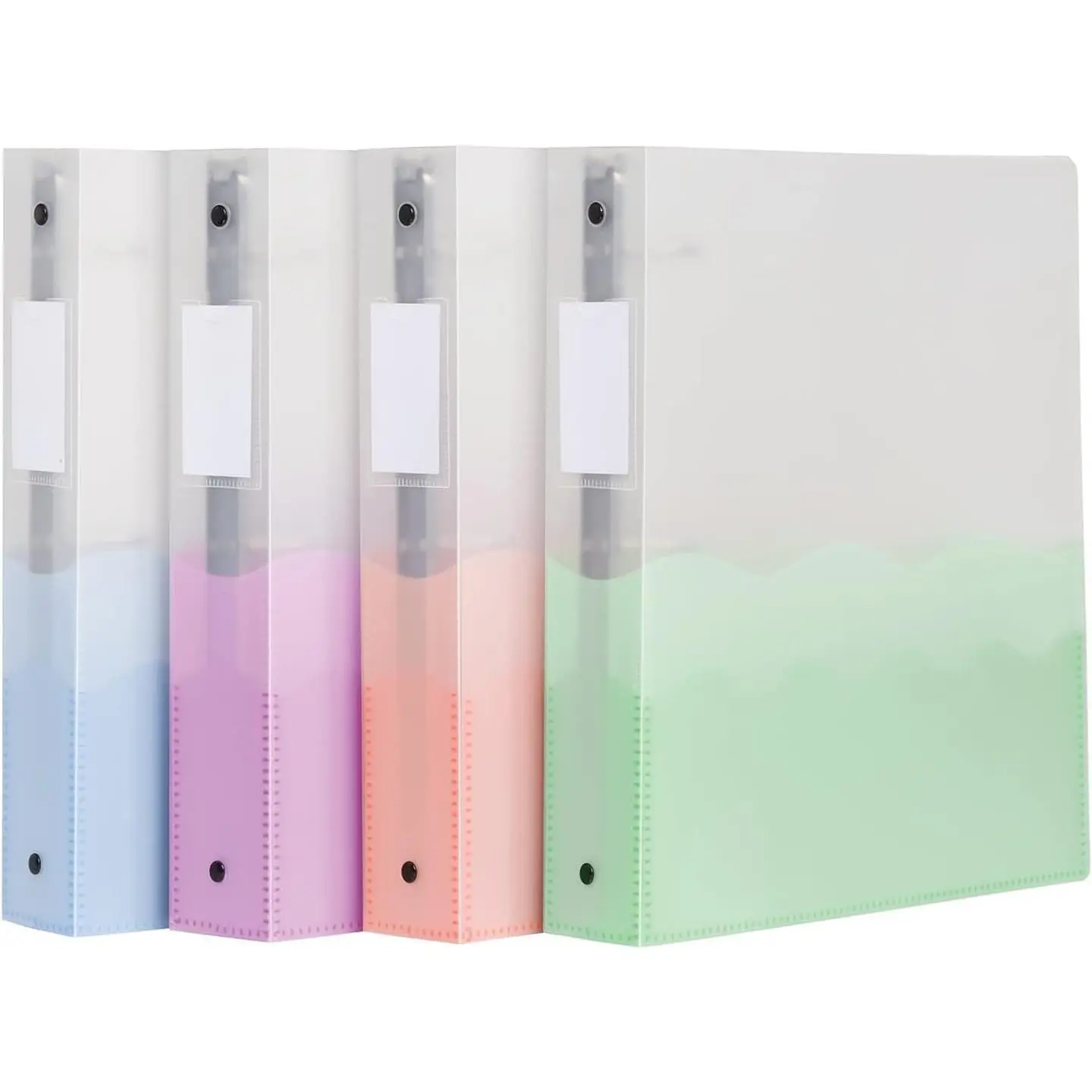 Wave Binders, Binders for School and Office,  Flexible Poly, 4 Wave Pockets, 4  Colors, Transluscent Covers, Holds up to 350 Sheets, 1.5 inch Binder, 4-Pack (91091)