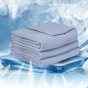 Blue Cooling Comforter Twin Size 60"x90", Double Sided Cooling Comforter Absorbs Body Heat to Keep Cool, Cooling Blanket for Hot Sleepers & Night Sweats, Q-Max>0.5, Breathable Lightweight Duvet Insert