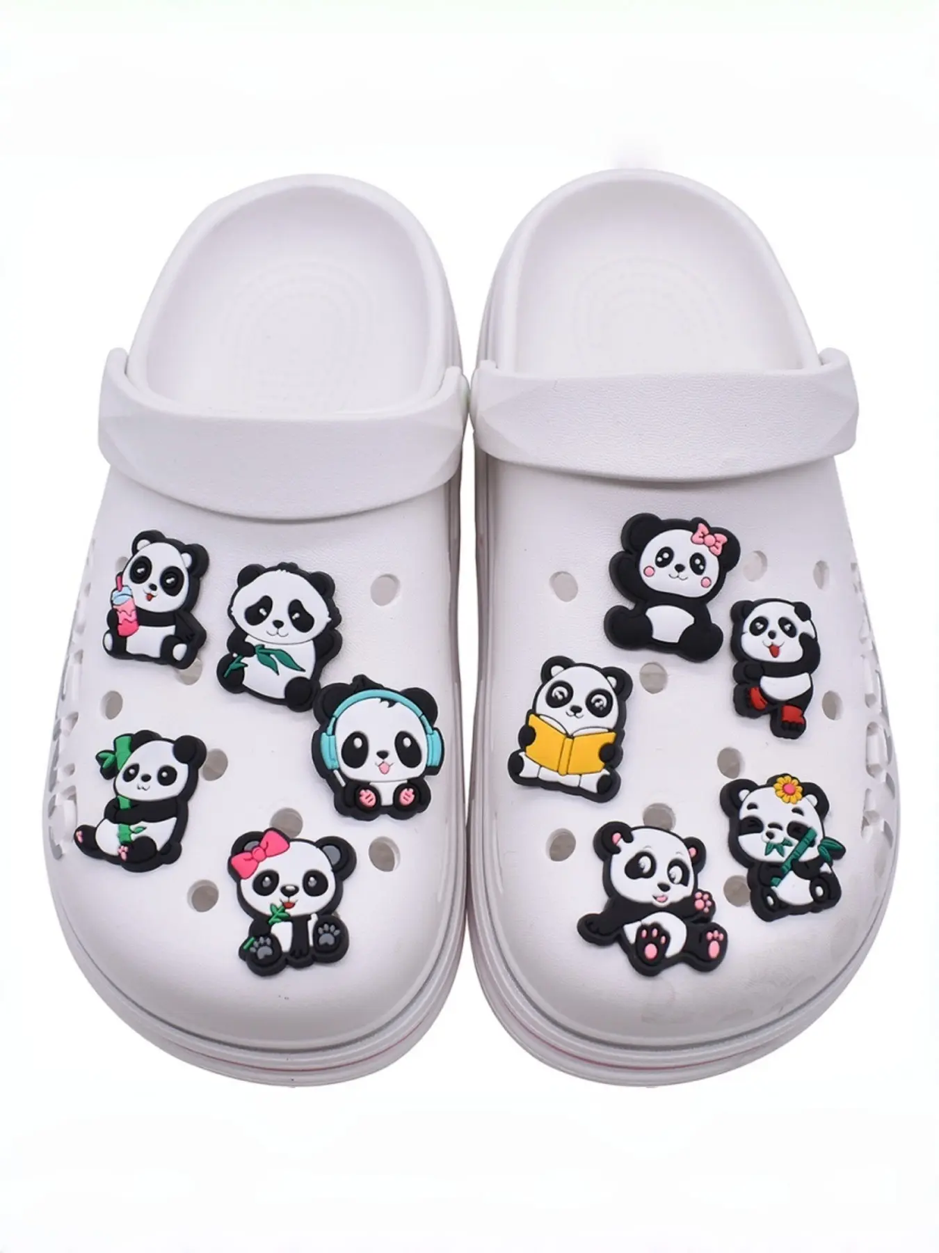 8pcs Cartoon Panda Shoe Accessories, PVC Soft Gel Material, Durable and Aesthetic, DIY Detachable, Perfect Gift for Holidays