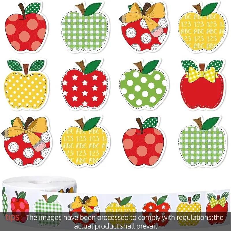 500pcs Colored Apple Stickers Party Gift Wrapping Label Scrapbook Cartoon Kids Rewards Stationery Stickers