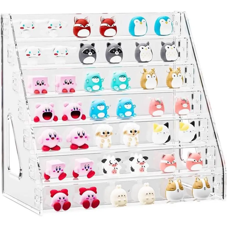7 Tier  Display Stand Organiser with Fences, Perfume Stand Organiser, Clear Display Shelf for , Office, Retail for  Figures Toys Cupcake , Cologne, , Storage