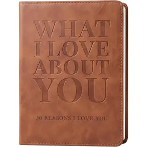 Leather Book 30 Reasons Why I Love You Fill-In-The-Blank Journal for Him & Her Romantic Couples Keepsake (Brown Debossed)