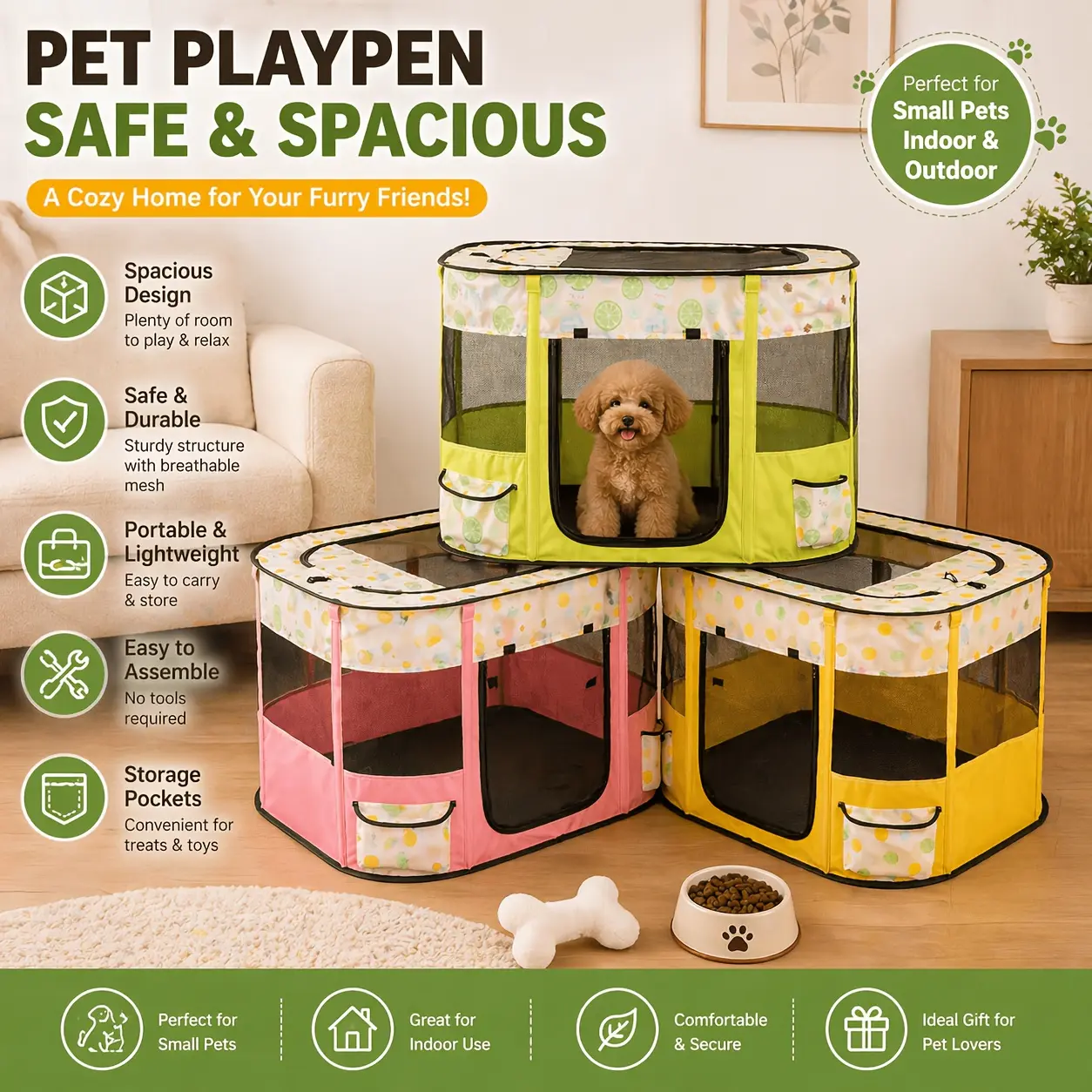 [Foldable Pet Cage] Foldable And Dog Cage Fence, Dog And Bed, Tent, Delivery Room, Puppy And Kitten Delivery Room