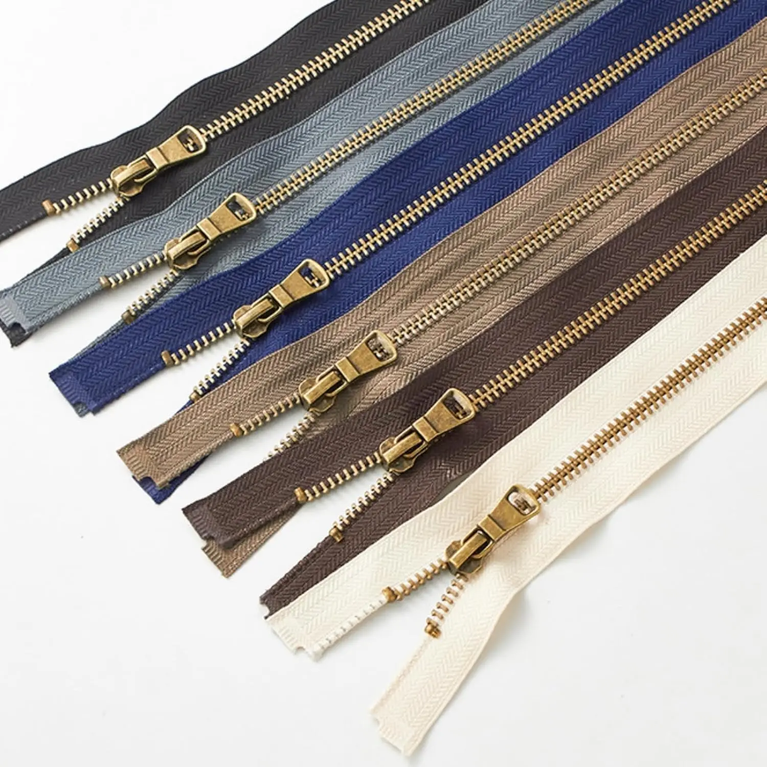 Metal Zippers 6 count #5 Separating Zippers Antique Brass Y- Heavy Duty zips for Sewing Clothing Down Jacket Outerwear Coat Parka Crafts DIY 6Colors (50cm/20inch) 20"
