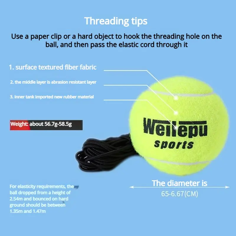 Single Person Tennis Training Set with Rope, Standard Size Tennis Ball Included, Ideal for Solo Practice and Fun, Complete Tennis Gear Kit